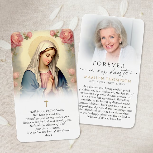 Virgin Mary In Loving Memory Sympathy Prayer Card (Creator Uploaded)
