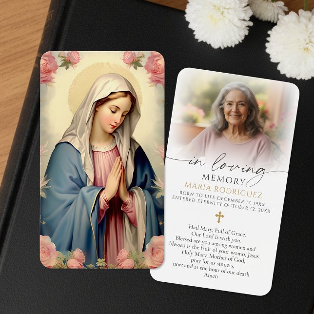 Virgin Mary In Loving Memory Sympathy Prayer Cards (Creator Uploaded)