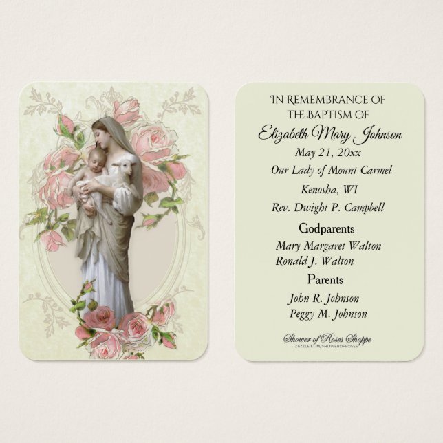 Virgin Mary Jesus Baptism Christening Religious (Front & Back)