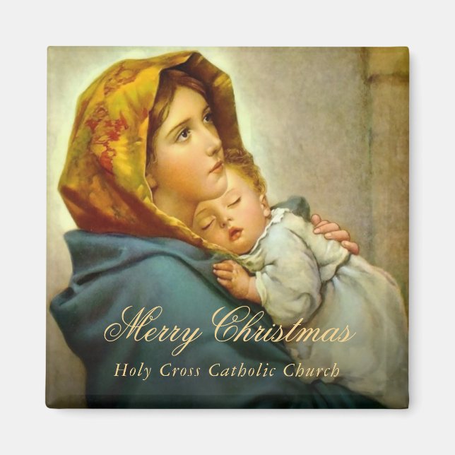 Virgin Mary Jesus Catholic Church Christmas Magnet (Front)