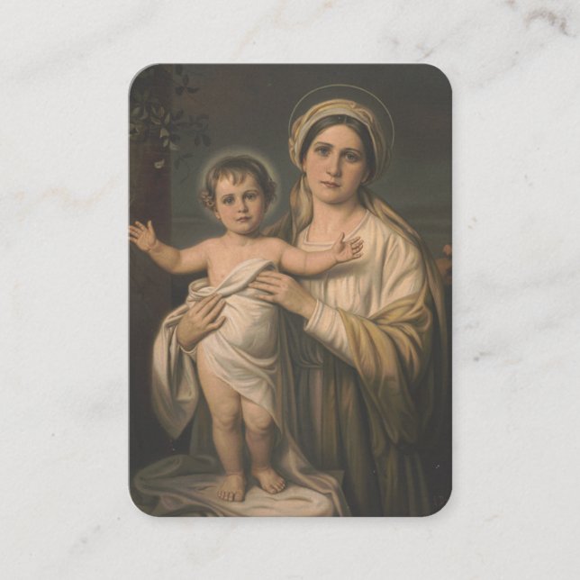 Virgin Mary Jesus Catholic Mother Child Prayer Place Card (Front)