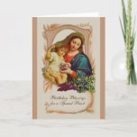 Virgin Mary Jesus  Catholic Priest Birthday Prayer Card<br><div class="desc">Let these beautiful Blessed Virgin Mary with the Baby Jesus holding grapes express your appreciation to your priest friends on their birthday! All text and fonts can be modified.</div>