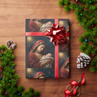 Virgin Mary & Jesus Christmas Nativity Wrapping Paper