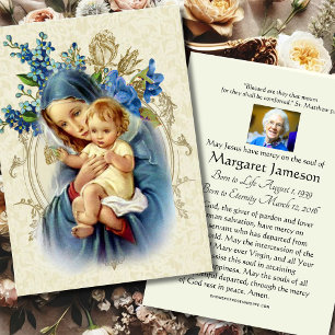 Virgin Mary Jesus Funeral Prayer Memorial Card