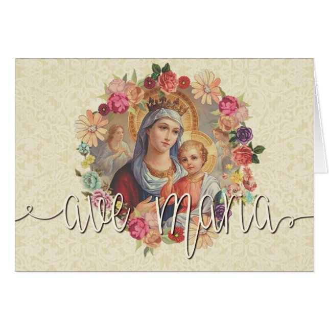 Virgin Mary Jesus  Lace Ave Maria Overlay (Front Horizontal)