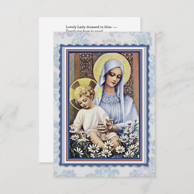 Virgin Mary Jesus Lovely Lady Dressed in Blue Poem Invitation (Front/Back)