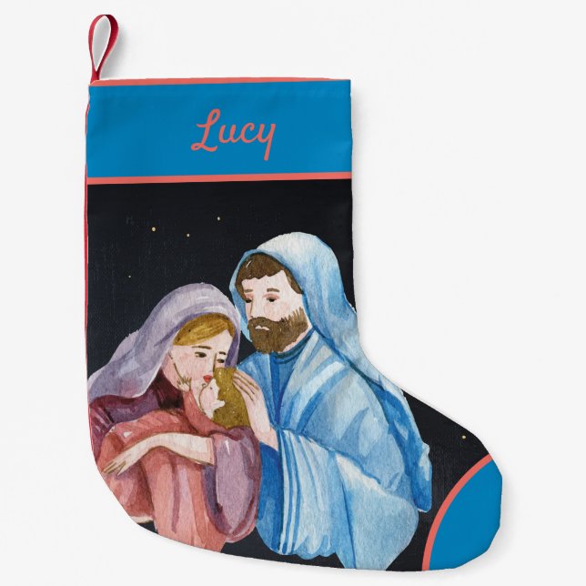 Virgin Mary Jesus Nativity Christmas Small Christmas Stocking (Front)