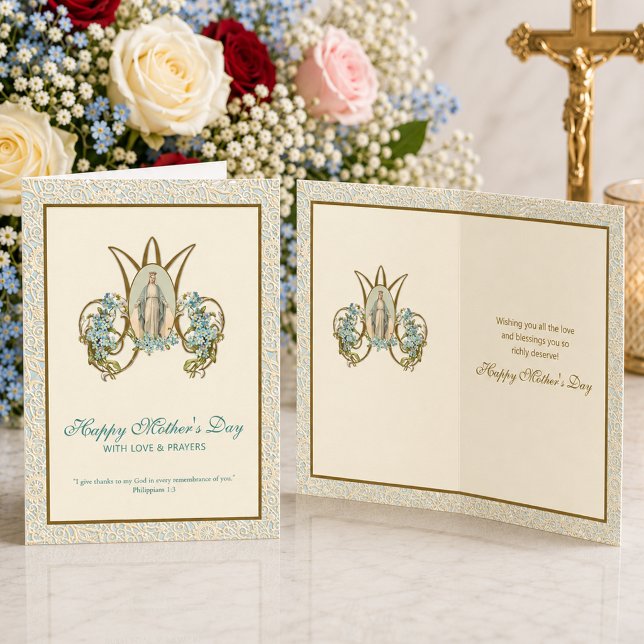Virgin Mary Jesus Religious Catholic Floral Card (Creator Uploaded)