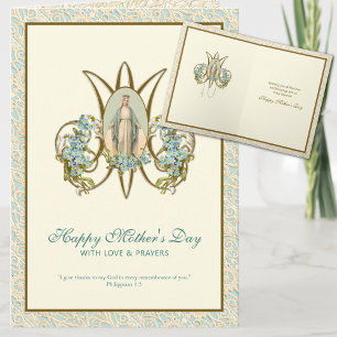 Virgin Mary Jesus Religious Catholic Floral Card