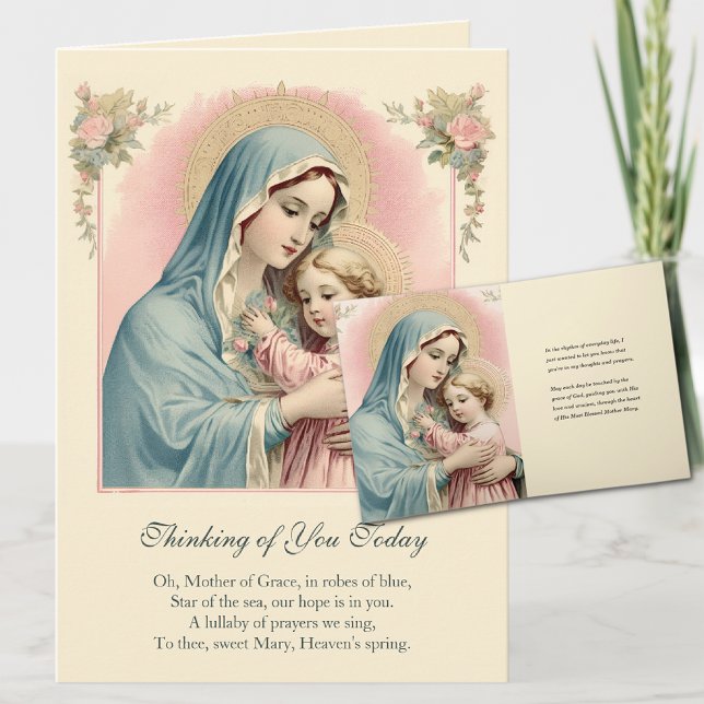 Virgin Mary Jesus Thinking of You Prayer Card (Share the blessings and convey your warm sentiments to your loved ones. )