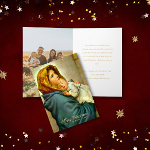 Virgin Mary & Jesus with Photo Catholic Christmas Holiday Card