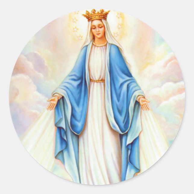 Virgin Mary Lady of Grace Queen of Heaven Madonna Classic Round Sticker (Front)