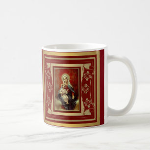 Virgin Mary Madonna w/Baby Jesus Rosary Coffee Mug