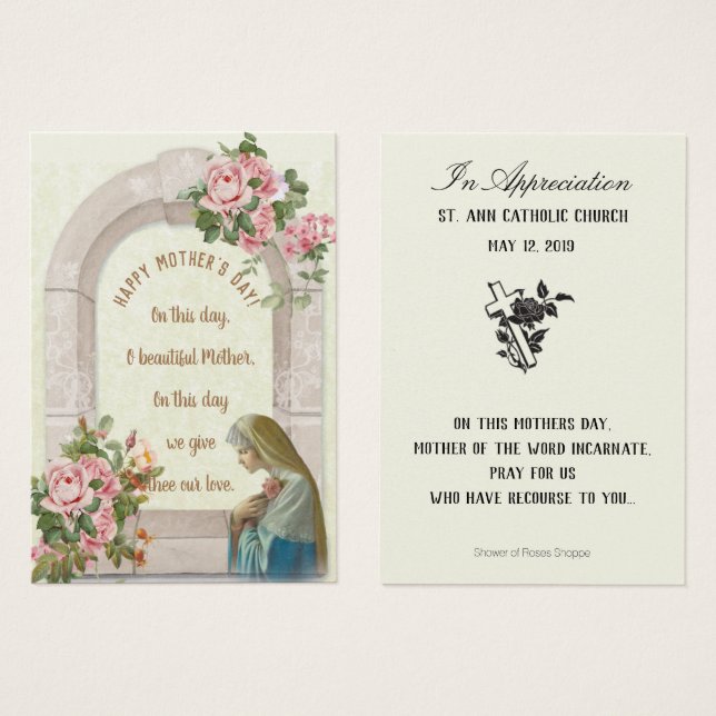 Virgin Mary Mother's Day Remembrance Cards (Front & Back)