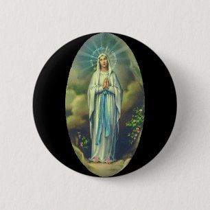 Virgin Mary Of Lourdes Our Lady Christian Gift For 6 Cm Round Badge