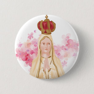 Virgin Mary - Our Lady of Fatima - Christian 6 Cm Round Badge