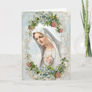 Virgin Mary Our Lady of Fatima Religious Floral Card