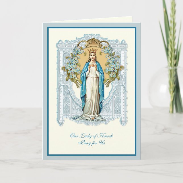 Virgin Mary Our Lady of Knock Religious Floral Card (Front)