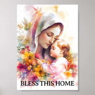 Virgin Mary Poster Religious Home Blessing