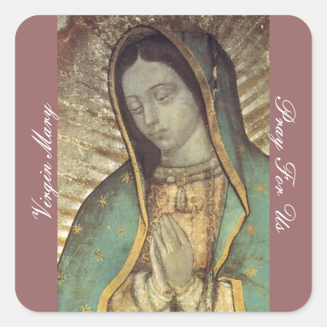 VIRGIN MARY PRAY FOR US SQUARE STICKER (Front)
