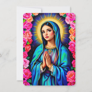 Virgin Mary Praying Add Family Photo Holiday Card