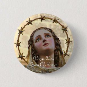Virgin Mary Queen Of Heaven 6 Cm Round Badge