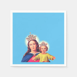 Virgin Mary queen with Jesus Napkin