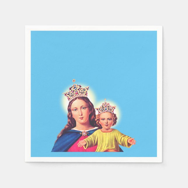 Virgin Mary queen with Jesus Napkin (Front)