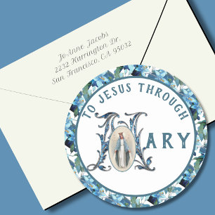 Virgin Mary Religious Catholic Jesus Cross Classic Classic Round Sticker