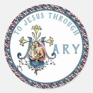 Virgin Mary Religious Catholic Jesus Cross Classic Round Sticker