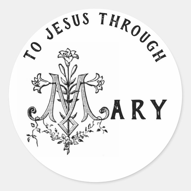 Virgin Mary Religious Catholic Jesus Cross Classic Round Sticker (Front)