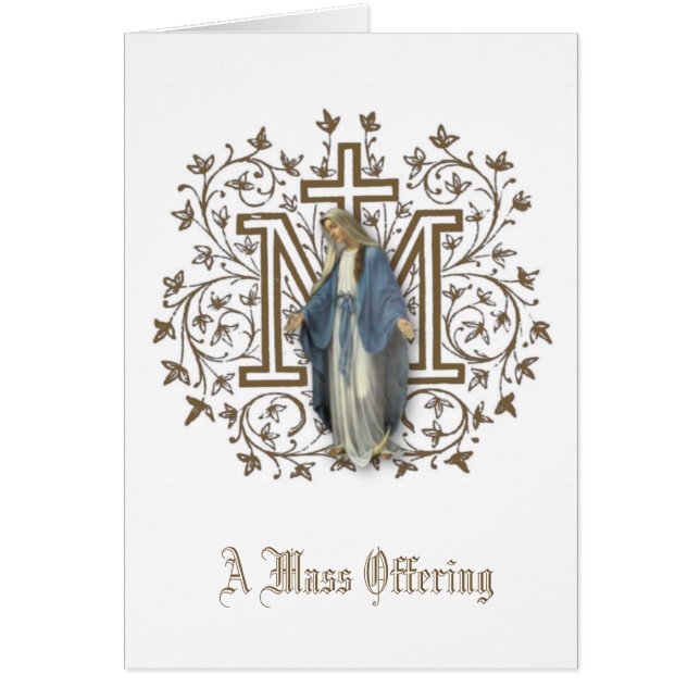 Virgin Mary Religious Catholic Mass Offering Card (Front)