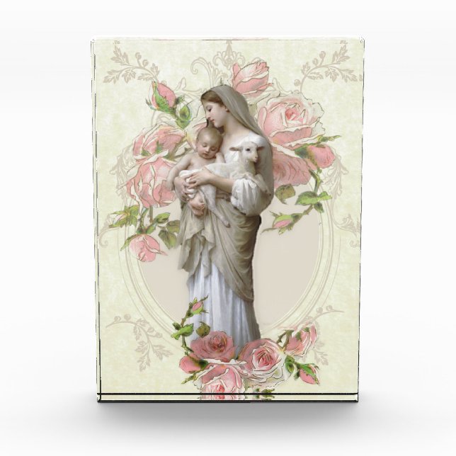Virgin Mary Religious Catholic Vintage Keepsake Photo Block (Front)