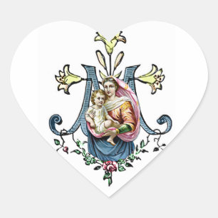 Virgin Mary Religious Jesus Vintage Catholic Heart Sticker