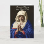 Virgin Mary Religious Priest Birthday Prayer Card<br><div class="desc">This is a beautiful religious traditional Catholic vintage image of the Blessed Virgin Mary known as Jungfrun i bön (1640-1650) by Giovanni Battista Salvi da Sassoferrato   All text and fonts can be modified.</div>