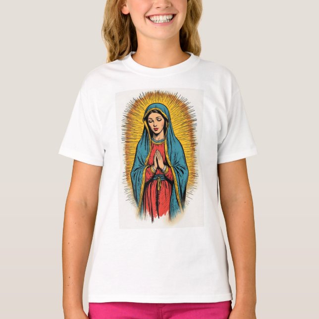 Virgin Mary Retro Girl's Tee Shirt (Front)