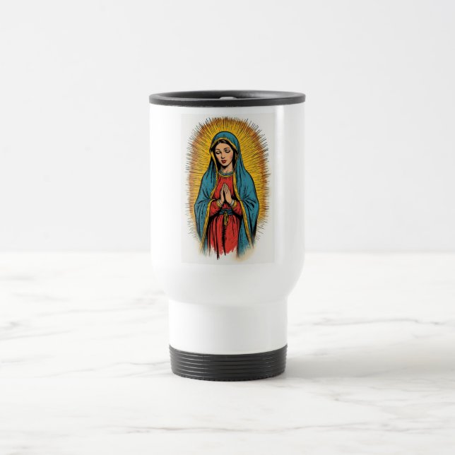 Virgin Mary Retro Travel Mug (Center)
