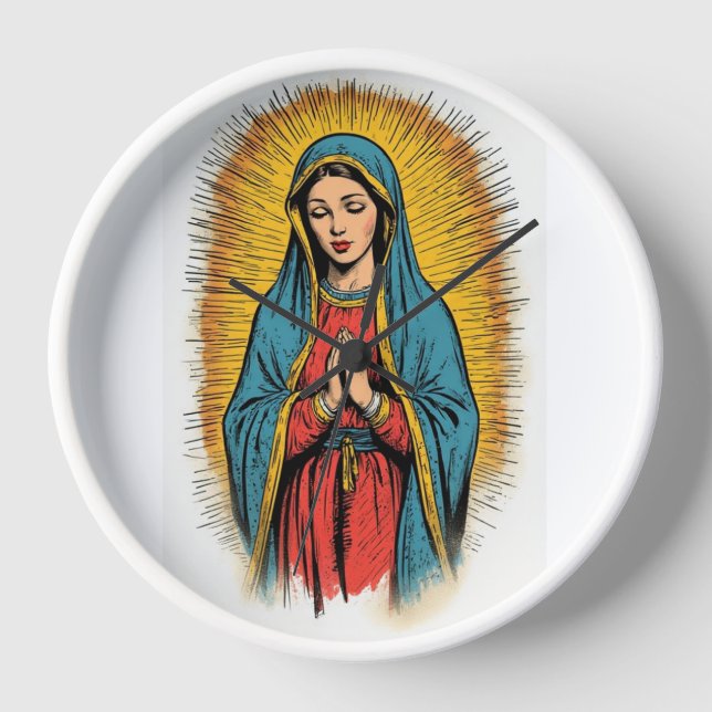 Virgin Mary Retro Wall Clock (Front)