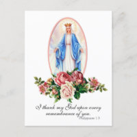 Virgin Mary Roses Religious Elegant Vintage