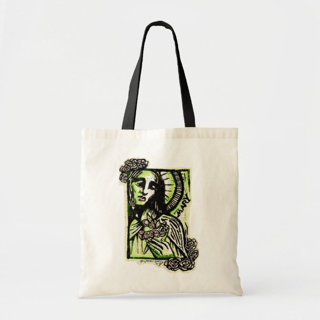 Virgin Mary Sacred Rose Tote Bag (Front)