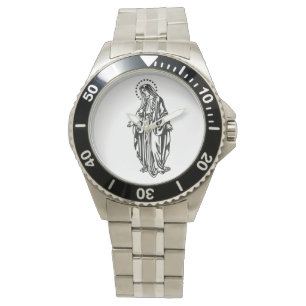 Virgin Mary silver watch