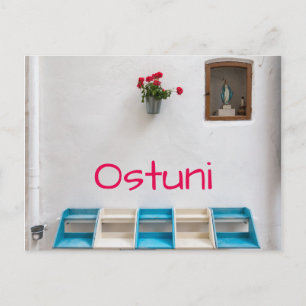 Virgin Mary street altar shrine text postcard