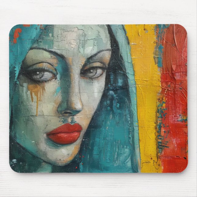 Virgin Mary Street Art Mouse Pad (Front)