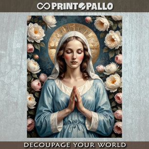 Virgin Mary surrounded by flowers pray for you Tissue Paper