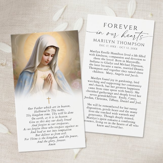Virgin Mary The Lord's Prayer Funeral Prayer Card (Creator Uploaded)