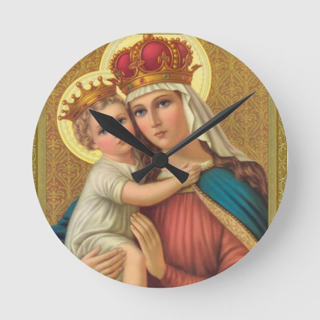 Virgin Mary w/Child Jesus Acrylic Wall Clock Gift (Front)