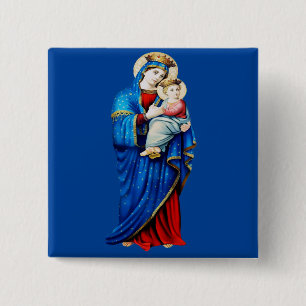 Virgin Mary with Baby Jesus 15 Cm Square Badge