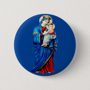 Virgin Mary with Baby Jesus 6 Cm Round Badge