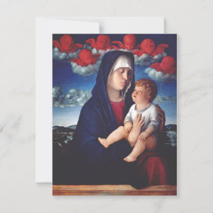 Virgin Mary with Baby Jesus and red cherubs