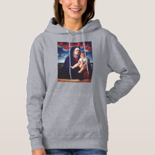 Virgin Mary with Baby Jesus and red cherubs Hoodie